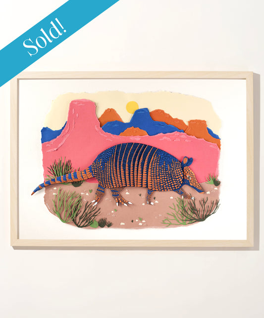 Paper Armadillo Original Artwork by Andrea Cira