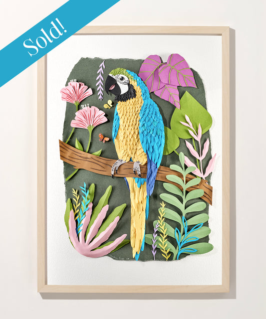 Paper Blue Macaw Original Artwork by Andrea Cira