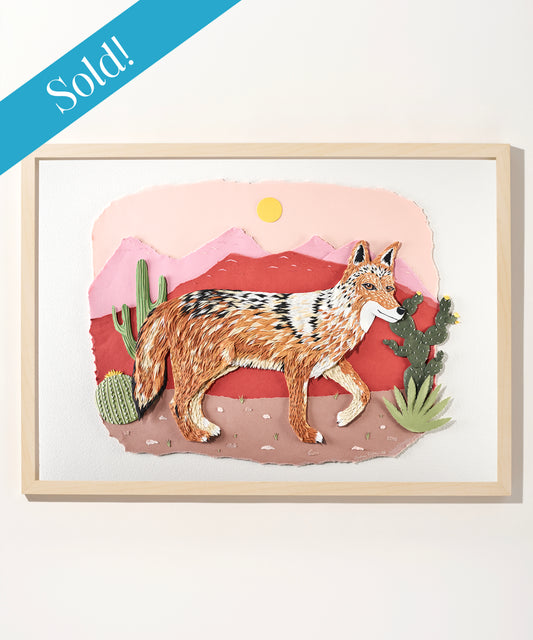 Paper Coyote Original Artwork by Andrea Cira