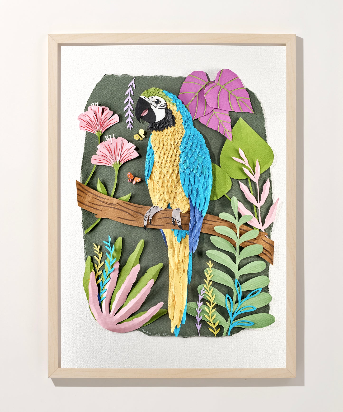 Paper Blue Macaw Original Artwork by Andrea Cira