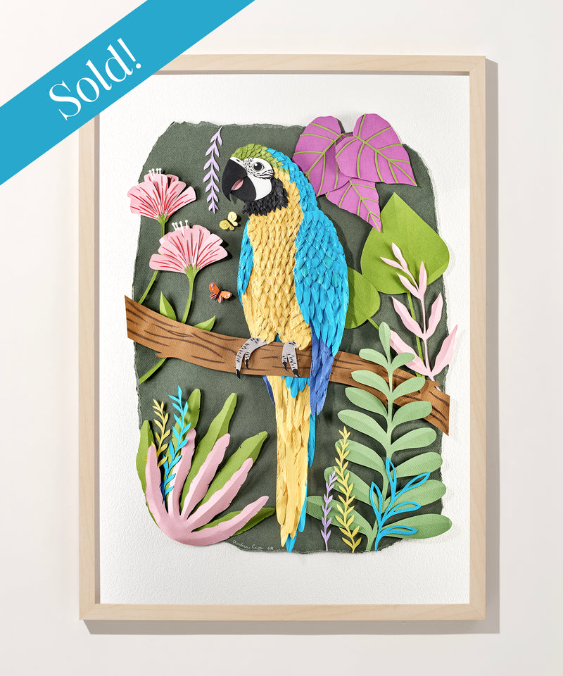Paper Blue Macaw Original Artwork by Andrea Cira
