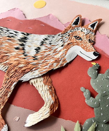 Paper Coyote Original Artwork by Andrea Cira