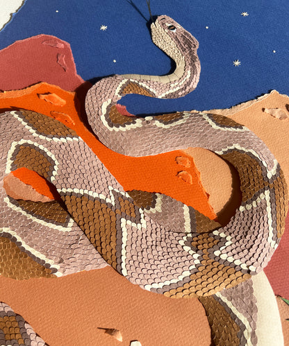 Paper Rattlesnake Original Artwork by Andrea Cira