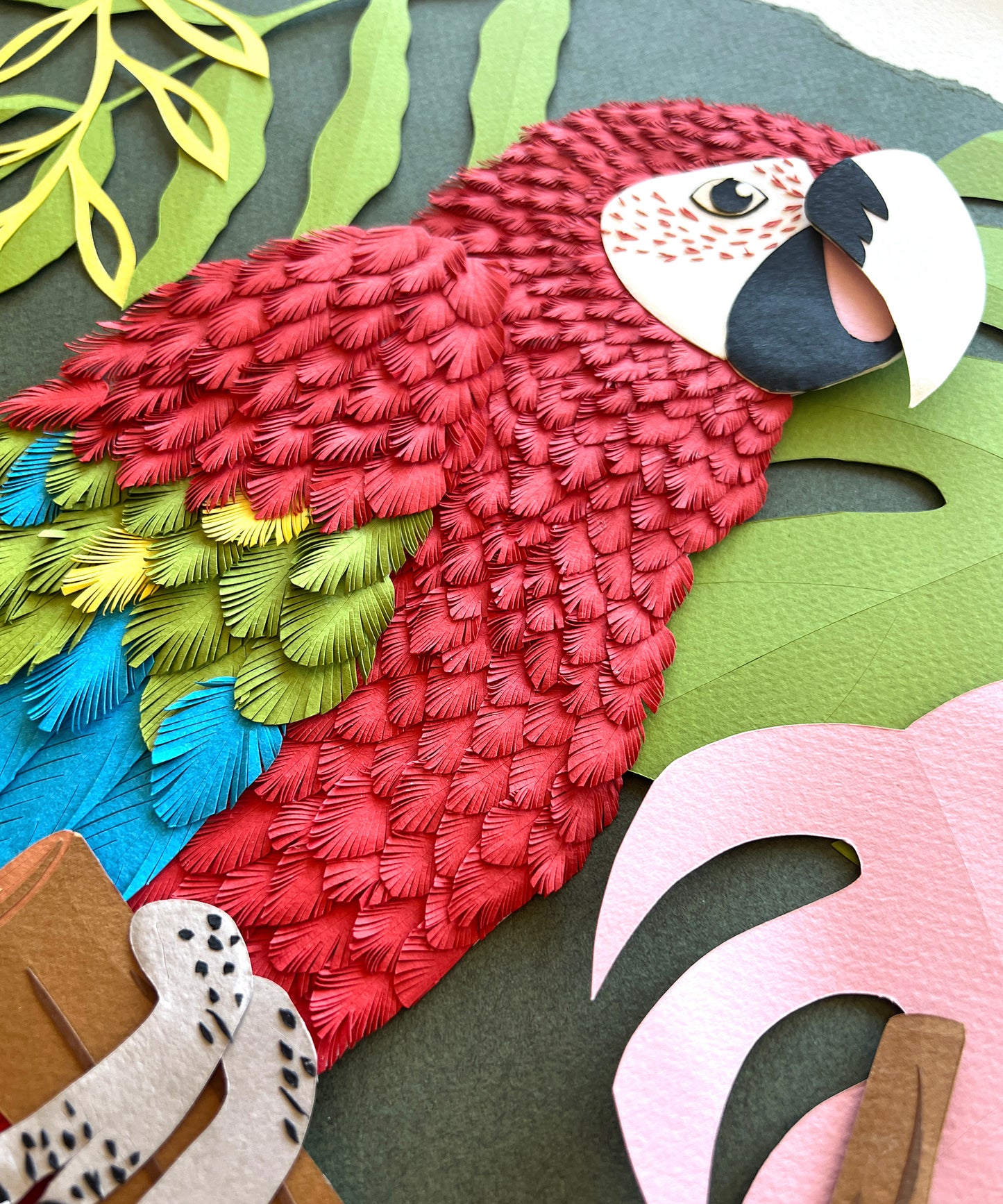 Paper Red Macaw Original Artwork by Andrea Cira