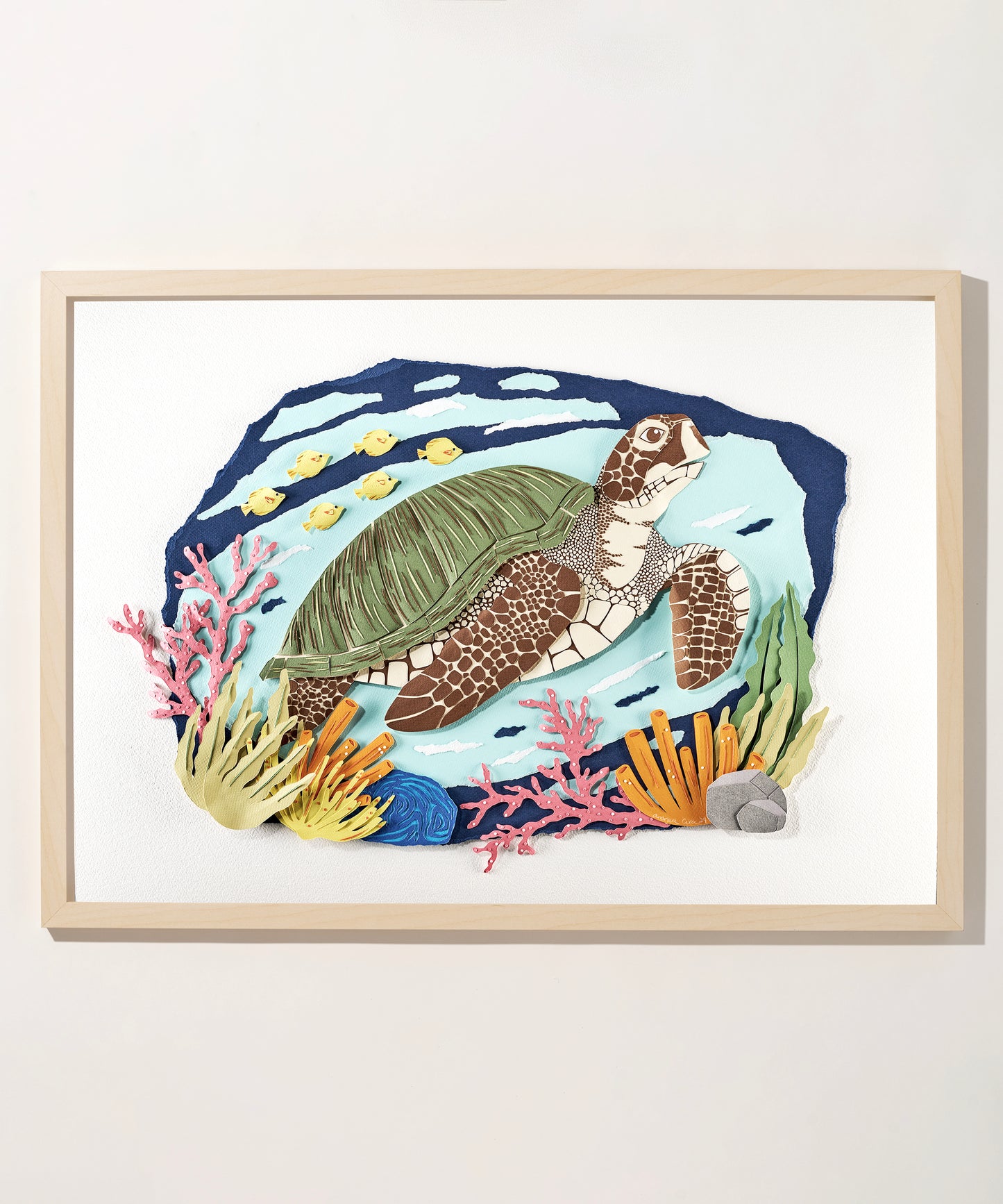 Paper Sea Turtle Original Artwork by Andrea Cira