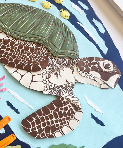 Paper Sea Turtle Original Artwork by Andrea Cira