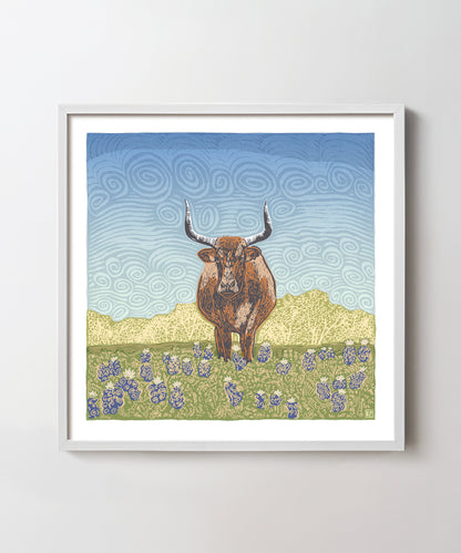 Blue Bonnet Bull by Bryan Peterson